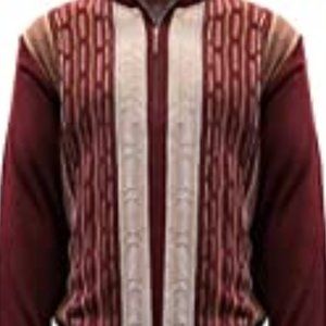 Men's Sweater in Tan and Burgundy stripped pattern